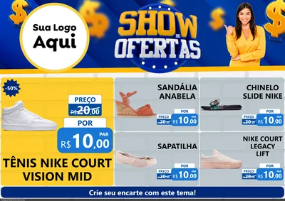 Modelo de Encarte para Encarte A4 Horizontal com o tema Show de Ofertas para Calçados