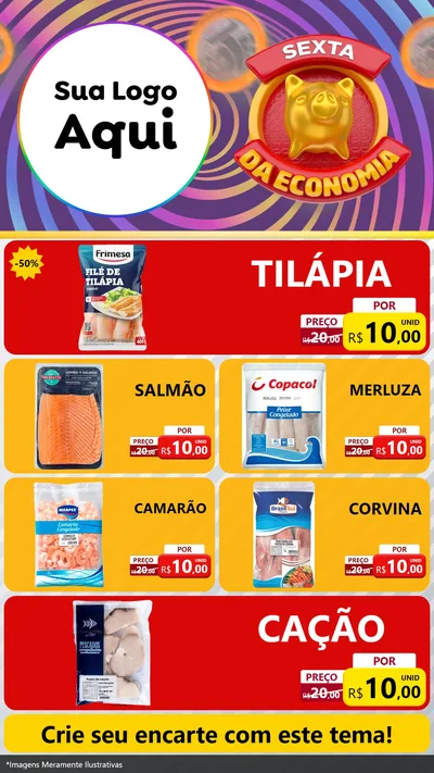 Modelo de TV para TV Vertical com o tema Sexta da Economia para Peixaria