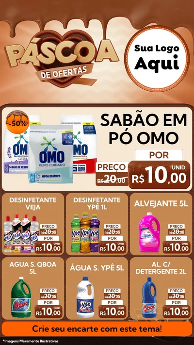 Modelo de Rede Social para Stories com o tema Páscoa de Ofertas para Produtos de Limpeza
