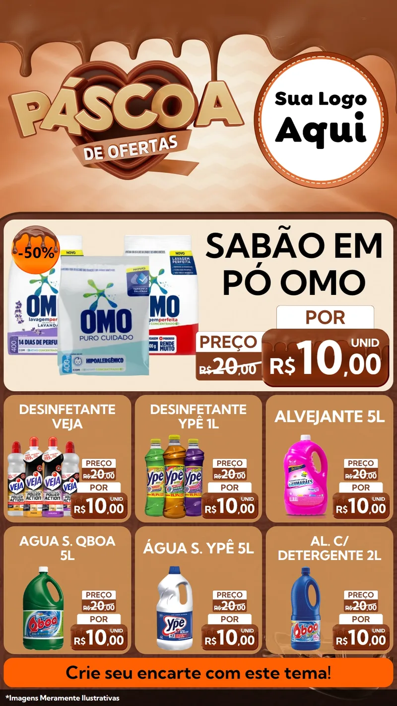 Modelo de Rede Social para Stories com o tema Páscoa de Ofertas para Produtos de Limpeza