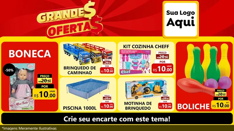 Modelo de TV para TV Horizontal com o tema Grandes Ofertas para Brinquedos