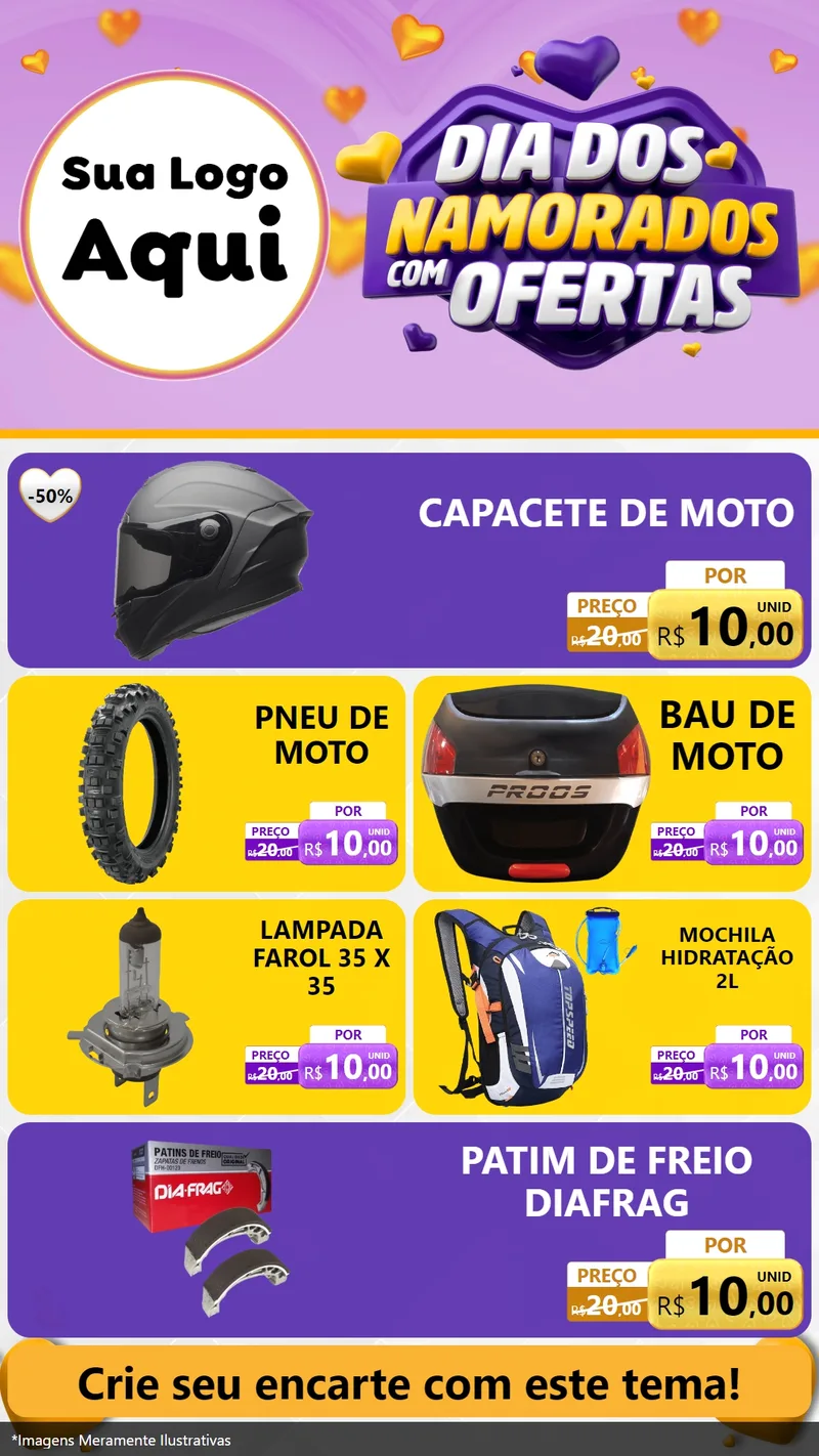 Modelo de TV para TV Vertical com o tema Dia Dos Namorados Com Ofertas para Moto peças