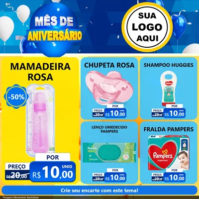 Modelo de Rede Social para Feed Facebook com o tema Mês de Aniversário para Bebês