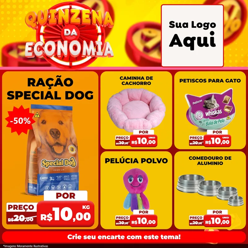 Modelo de Rede Social para Feed Facebook com o tema Quinzena Da Economia para Pet Shop