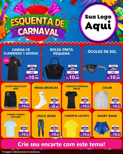 Modelo de Rede Social para Feed Instagram com o tema Esquenta de Carnaval para Roupas e acessórios