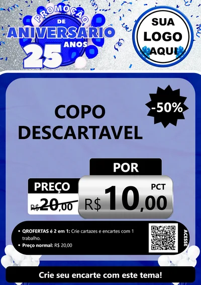 Modelo de Cartaz para Cartaz A4 Vertical com o tema Promoção de Aniversário - 25 Anos para Embalagens