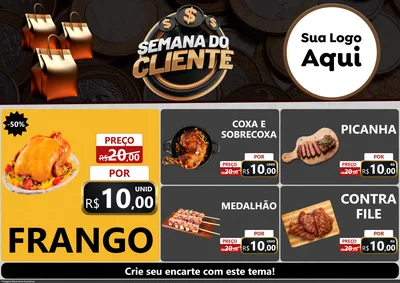 Modelo de Encarte para Encarte A4 Horizontal com o tema Semana do Cliente para Assados