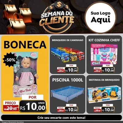 Modelo de Rede Social para Feed Facebook com o tema Semana do Cliente para Brinquedos