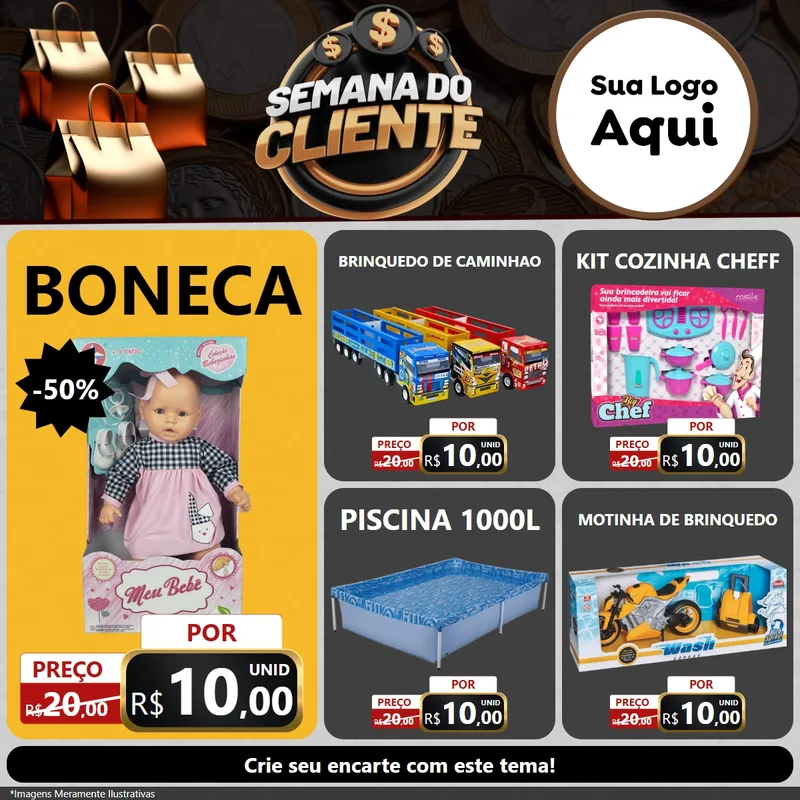 Modelo de Rede Social para Feed Facebook com o tema Semana do Cliente para Brinquedos