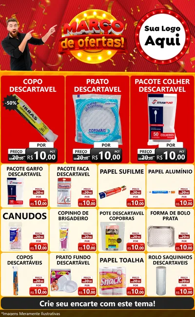 Modelo de Encarte para Encarte Grande com o tema Março de Ofertas! para Embalagens