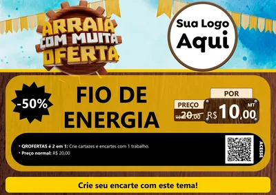 Modelo de Cartaz para Cartaz A4 Horizontal com o tema Ofertas de São João - Junina para Materiais Elétricos