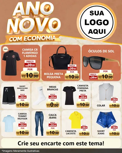 Modelo de Rede Social para Feed Instagram com o tema Ano Novo Com Economia para Roupas e acessórios