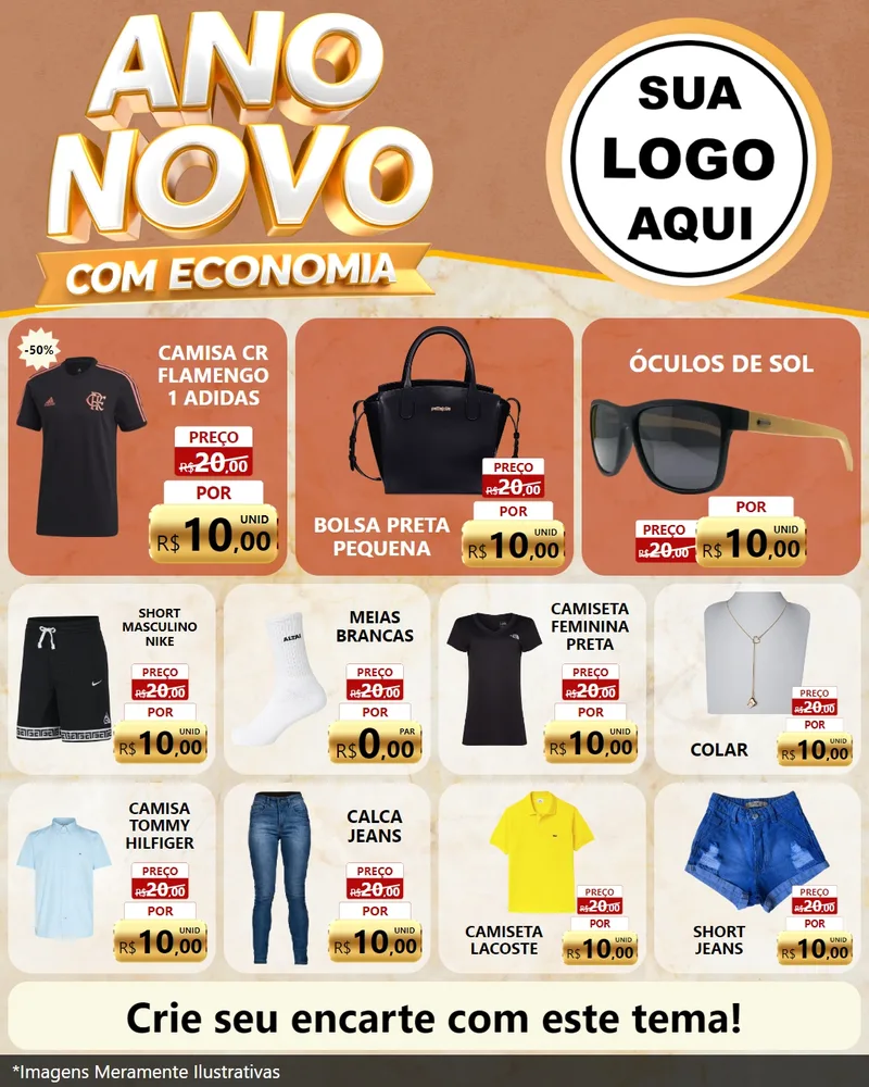 Modelo de Rede Social para Feed Instagram com o tema Ano Novo Com Economia para Roupas e acessórios