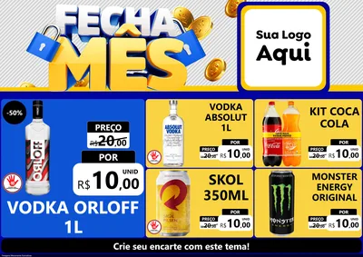Modelo de Encarte para Encarte A4 Horizontal com o tema Fecha Mês para Distribuidora de bebidas