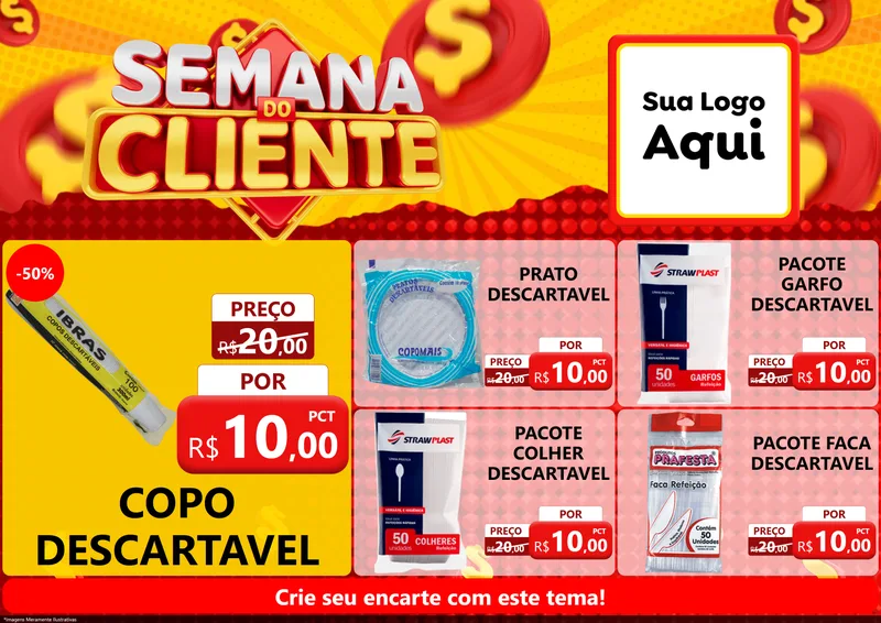 Modelo de Encarte para Encarte A4 Horizontal com o tema Semana do Cliente para Embalagens