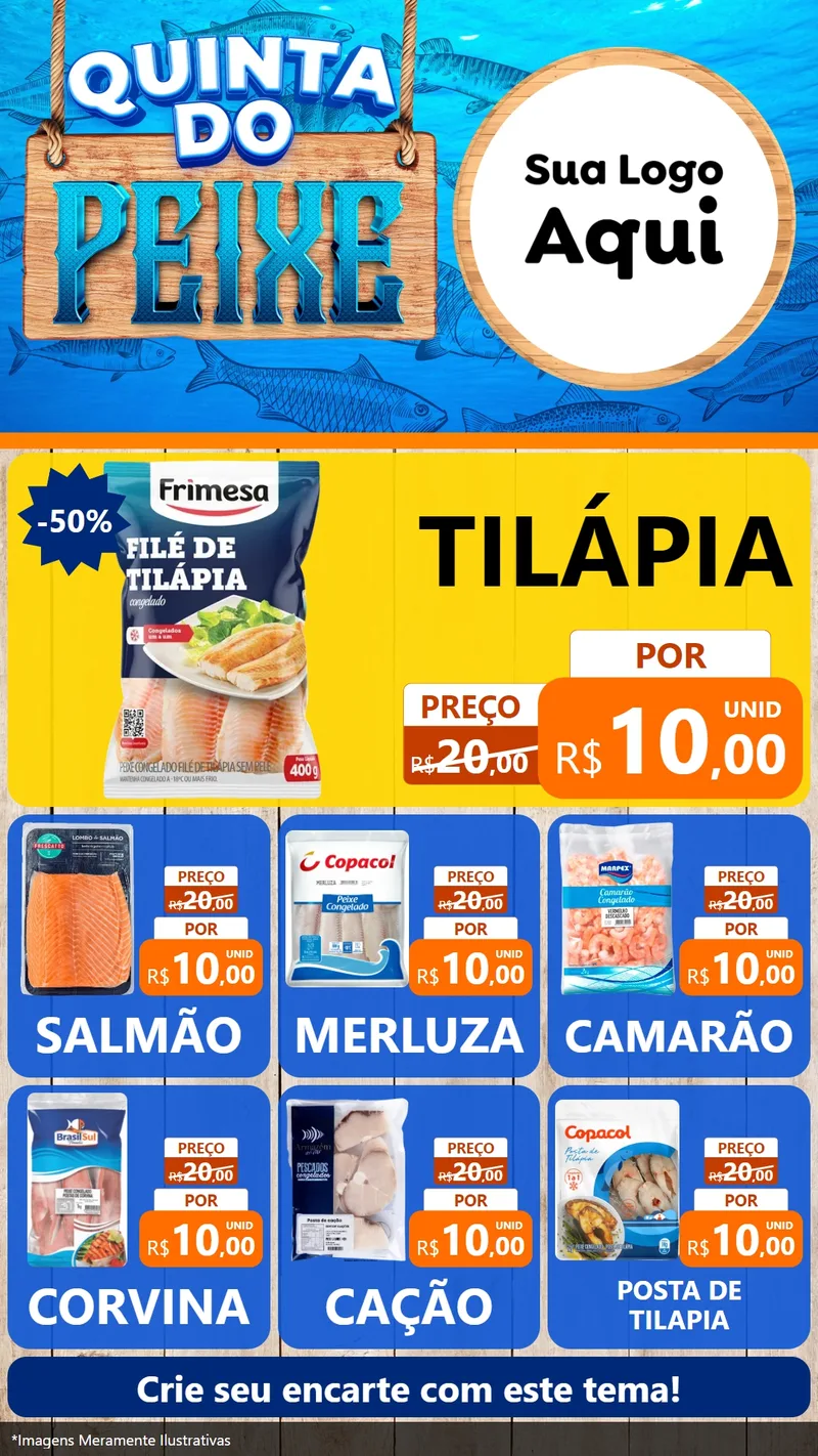 Modelo de Rede Social para Stories com o tema Quinta do Peixe para Peixaria