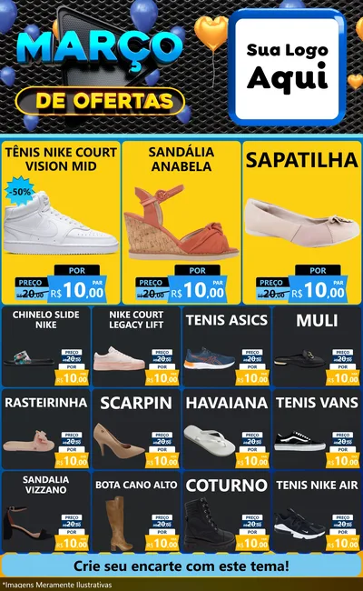 Modelo de Encarte para Encarte Grande com o tema Março de Ofertas para Calçados
