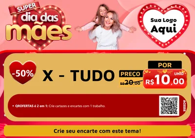 Modelo de Cartaz para Cartaz A4 Horizontal com o tema Super Dia Das Mães para Hamburgueria
