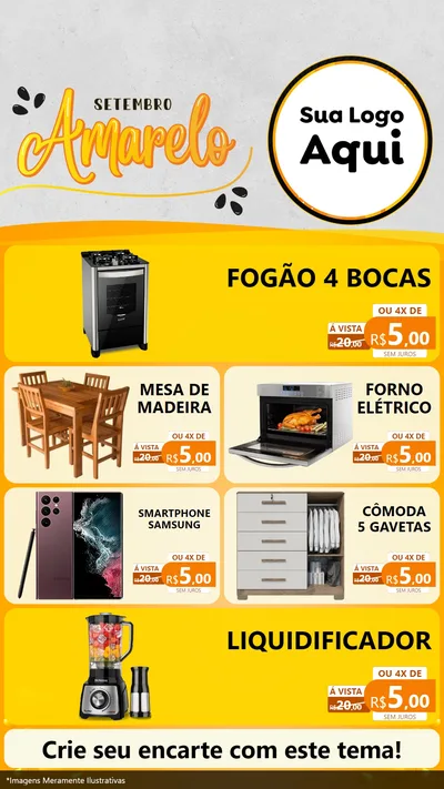 Modelo de TV para TV Vertical com o tema Setembro Amarelo para Móveis e Eletro