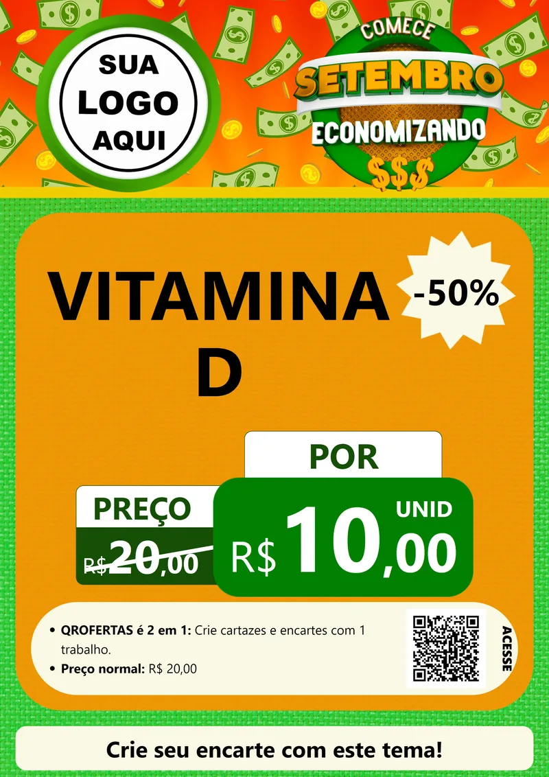 Modelo de Cartaz para Cartaz A4 Vertical com o tema Comece Setembro Economizando para Farmácia