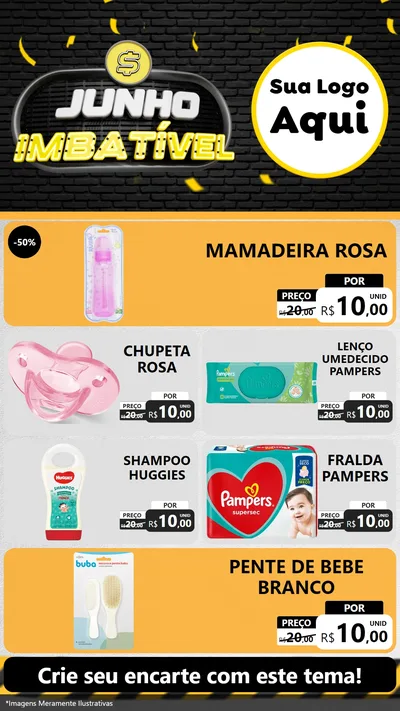 Modelo de TV para TV Vertical com o tema Junho Imbatível para Bebês