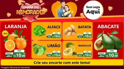 Modelo de TV para TV Horizontal com o tema Semana dos Namorados para Hortifrúti
