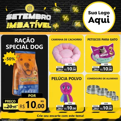 Modelo de Rede Social para Feed Facebook com o tema Setembro Imbatível para Pet Shop