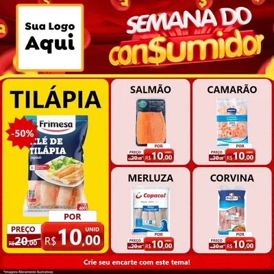 Modelo de Rede Social para Feed Facebook com o tema Semana do Consumidor para Peixaria