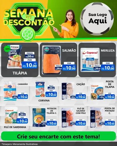 Modelo de Rede Social para Feed Instagram com o tema Semana de Descontão - Copa para Peixaria