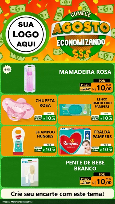 Modelo de TV para TV Vertical com o tema Comece Agosto Economizando para Bebês
