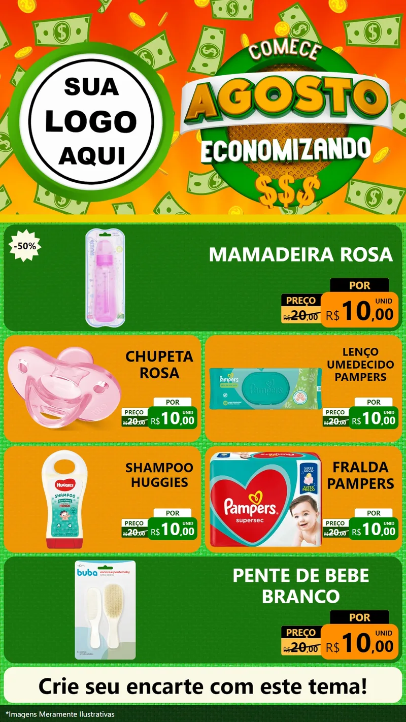 Modelo de TV para TV Vertical com o tema Comece Agosto Economizando para Bebês
