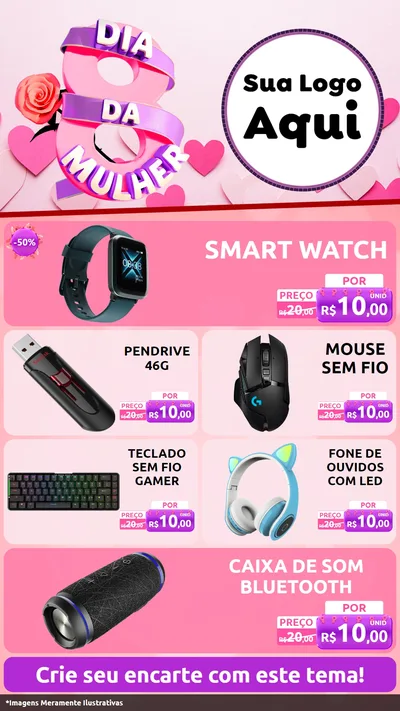 Modelo de TV para TV Vertical com o tema Dia da Mulher para Informática