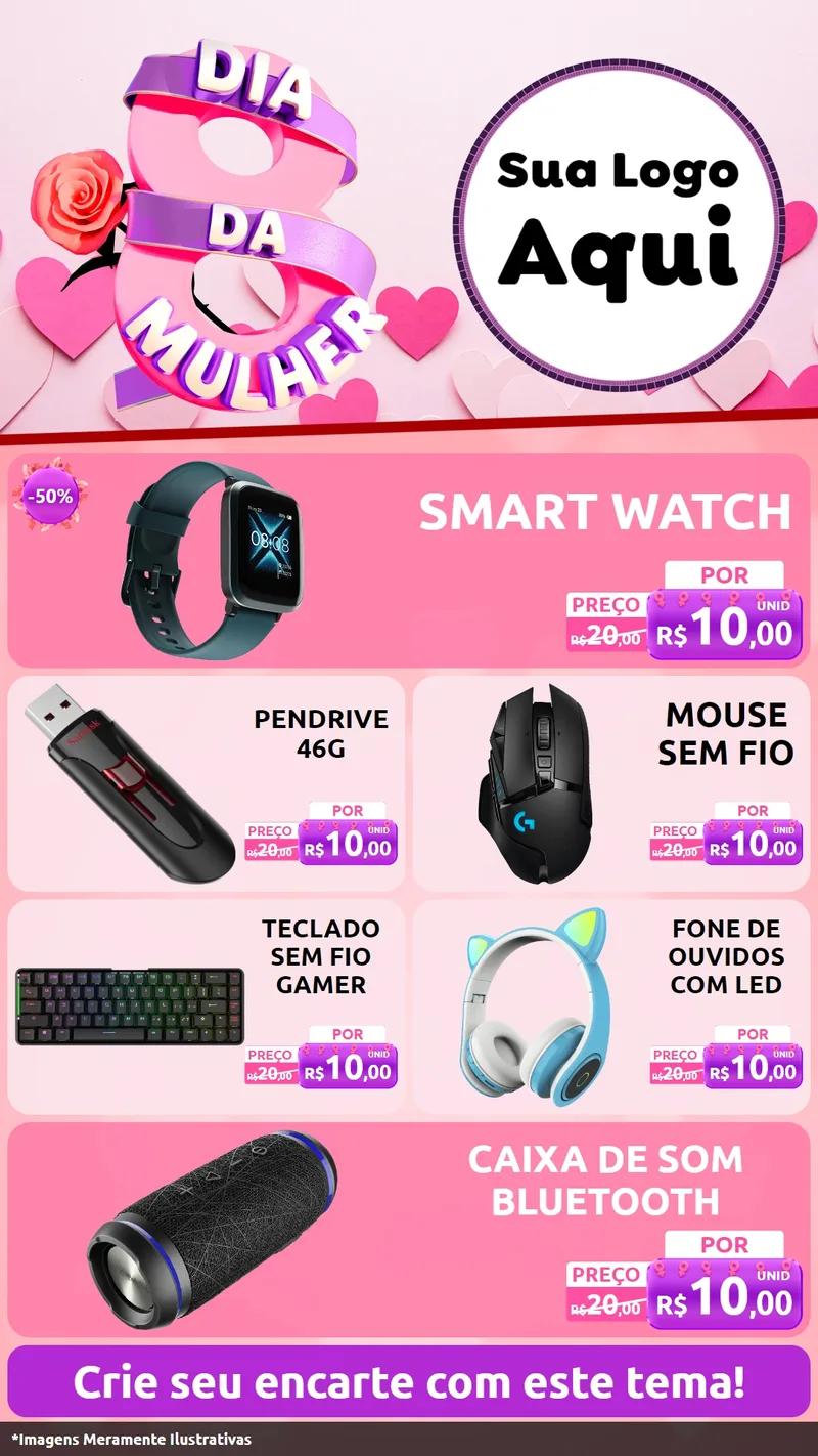 Modelo de TV para TV Vertical com o tema Dia da Mulher para Informática