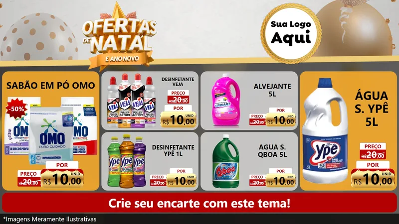 Modelo de TV para TV Horizontal com o tema Ofertas De Natal E Ano Novo para Produtos de Limpeza