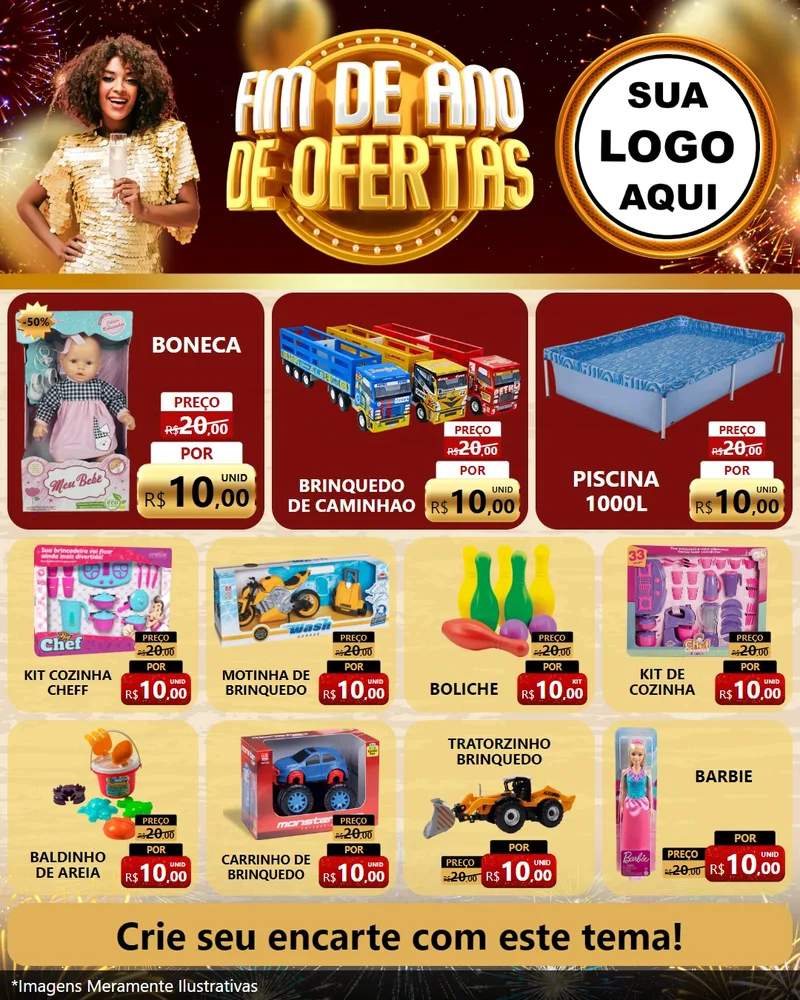 Modelo de Rede Social para Feed Instagram com o tema Fim de Ano de Ofertas para Brinquedos