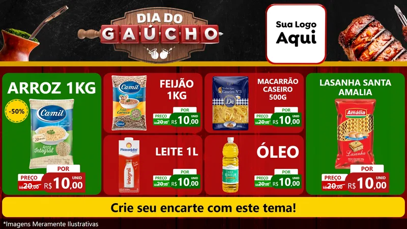Modelo de TV para TV Horizontal com o tema Dia do Gaúcho para Supermercado