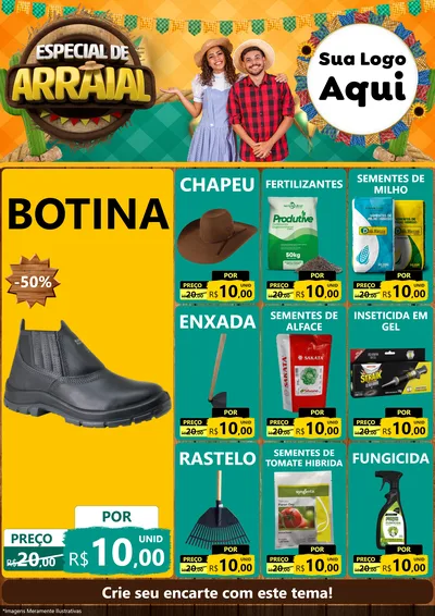 Modelo de Encarte para Encarte A4 Vertical com o tema Especial De Arraial para Agropecuária