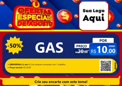 Modelo de Cartaz para Cartaz A4 Horizontal com o tema Ofertas Especiais de Agosto para Água e gás