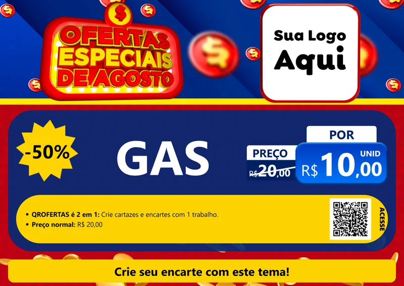 Modelo de Cartaz para Cartaz A4 Horizontal com o tema Ofertas Especiais de Agosto para Água e gás