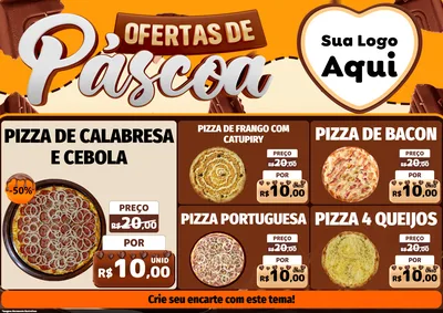 Modelo de Encarte para Encarte A4 Horizontal com o tema Ofertas de Páscoa para Pizzaria