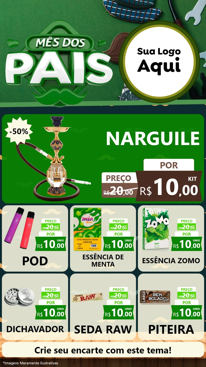 Modelo de Rede Social para Stories com o tema Mês dos Pais para Tabacaria