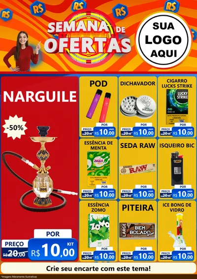 Modelo de Encarte para Encarte A4 Vertical com o tema Semana de Ofertas para Tabacaria