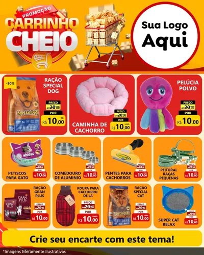 Modelo de Rede Social para Feed Instagram com o tema Promoção carrinho cheio para Pet Shop