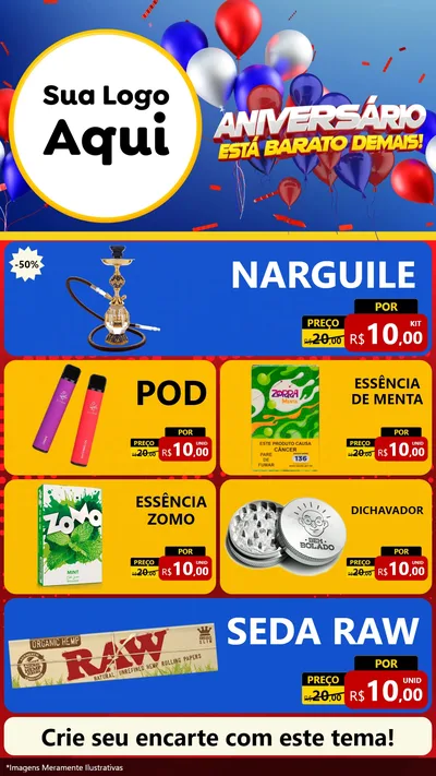 Modelo de TV para TV Vertical com o tema Aniversário para Tabacaria