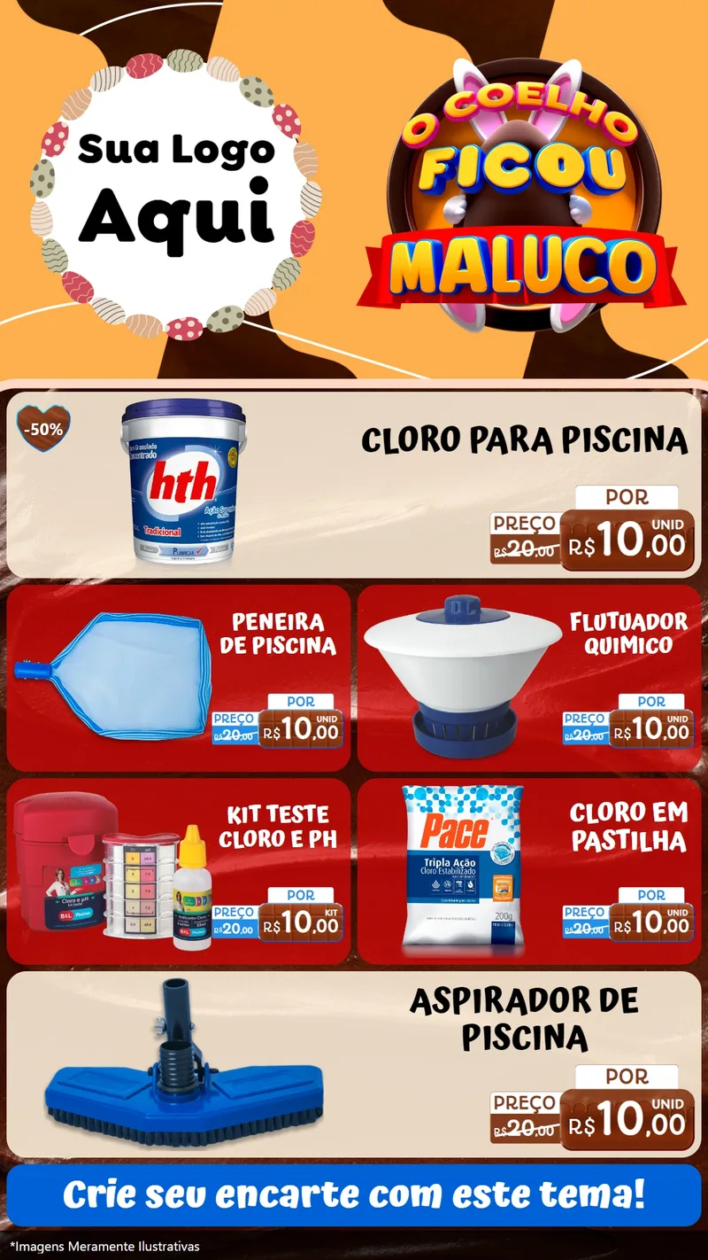 Modelo de TV para TV Vertical com o tema O Coelho Ficou Maluco - Páscoa para Produtos para Piscina