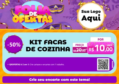 Modelo de Cartaz para Cartaz A4 Horizontal com o tema Folia de Ofertas para Utilidades Domésticas