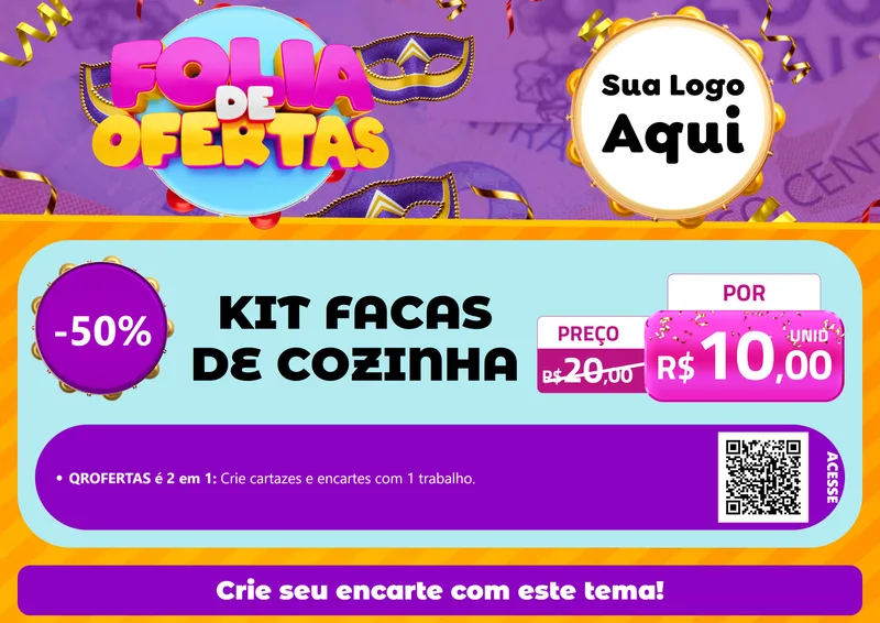 Modelo de Cartaz para Cartaz A4 Horizontal com o tema Folia de Ofertas para Utilidades Domésticas