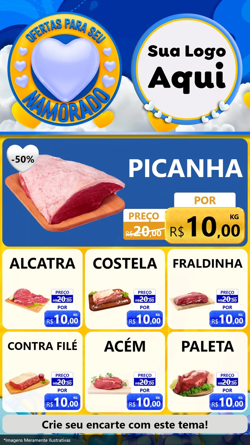 Modelo de Rede Social para Stories com o tema Ofertas Para Seu Namorado para Açougue