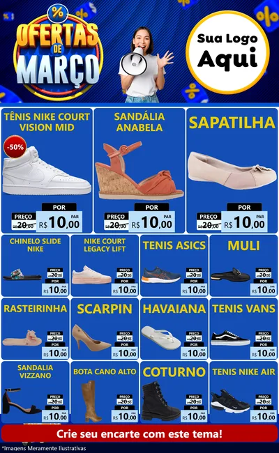 Modelo de Encarte para Encarte Grande com o tema Ofertas de Março para Calçados