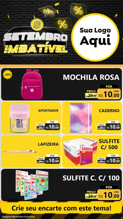 Modelo de TV para TV Vertical com o tema Setembro Imbatível para Papelaria